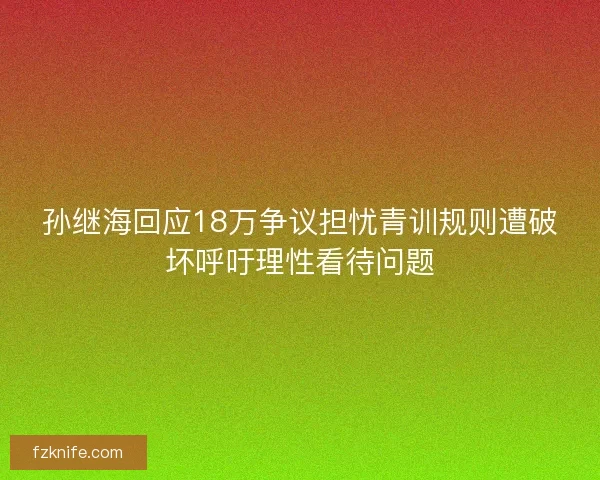 孙继海回应18万争议担忧青训规则遭破坏呼吁理性看待问题