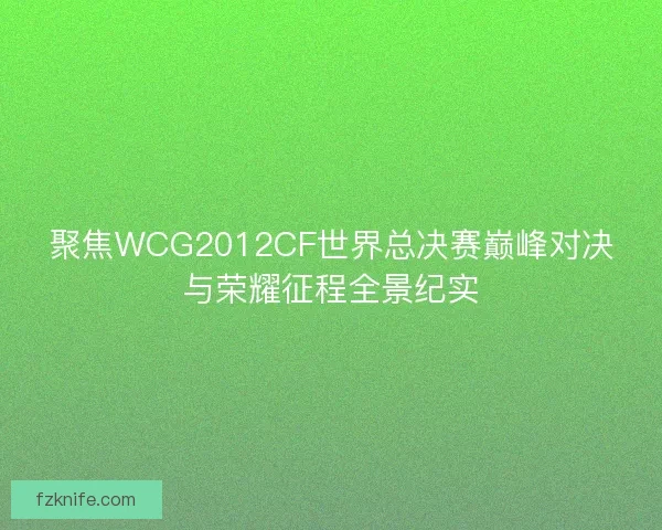 聚焦WCG2012CF世界总决赛巅峰对决与荣耀征程全景纪实